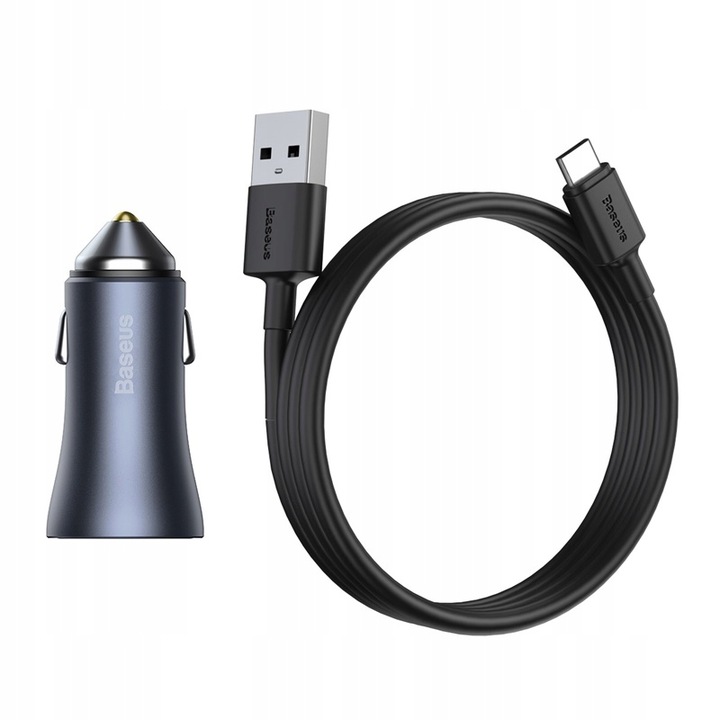 BASEUS SZYBKA ŁADOWARKA SAMOCHODOWA DO TELEFONU 40W 5A USB QC 4.0 KABEL