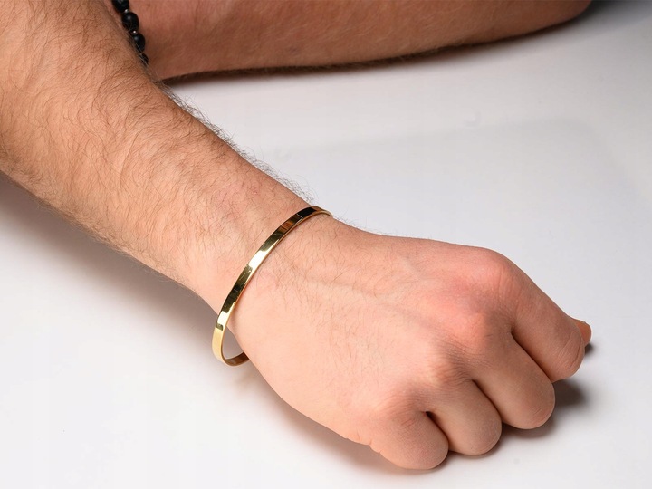 Bransoletka męska doginana srebro 925 sztywna gładka na prezent dla niego