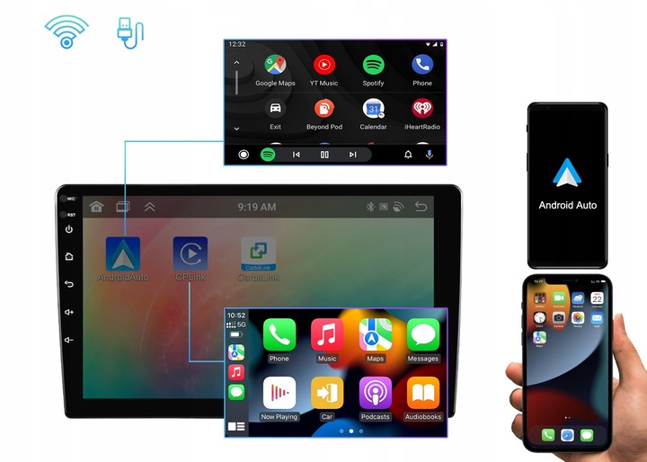 RADIO SAMOCHODOWE 2 DIN ANDROID AUTO CARPLAY 6GB RAM WIFI GPS RDS DSP FM 9"