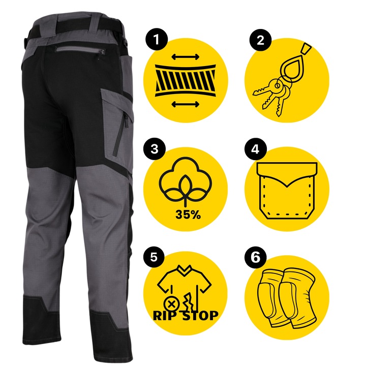 Spodnie robocze męskie Bojówki ochronne BHP Oddychające RIPSTOP Mocne r. 52