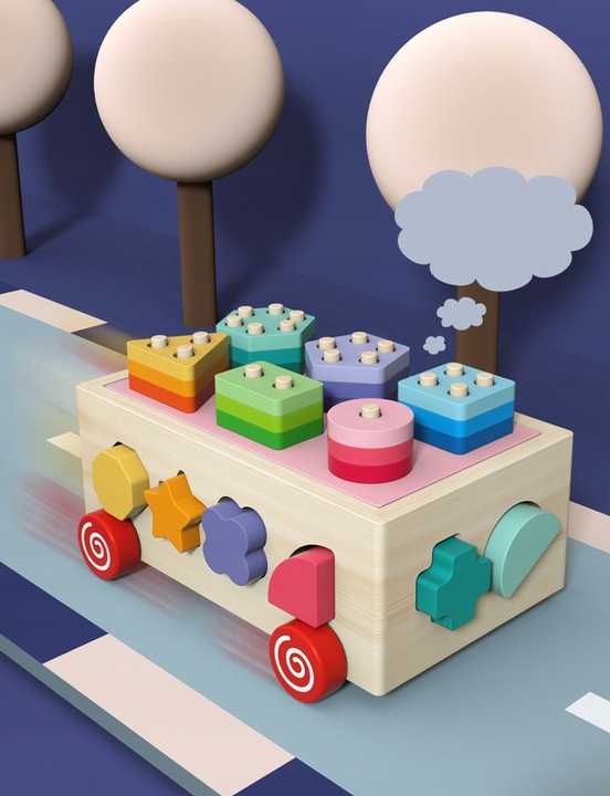 Drewniana kostka EDUKACYJNA SORTER KLOCKI 924