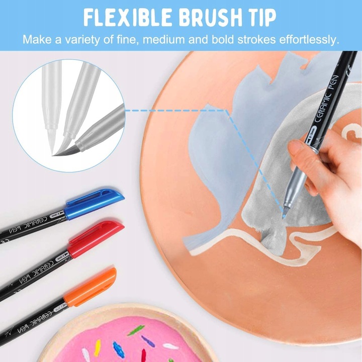 Pisaki do malowania ceramiki 12 kolorów RATEL