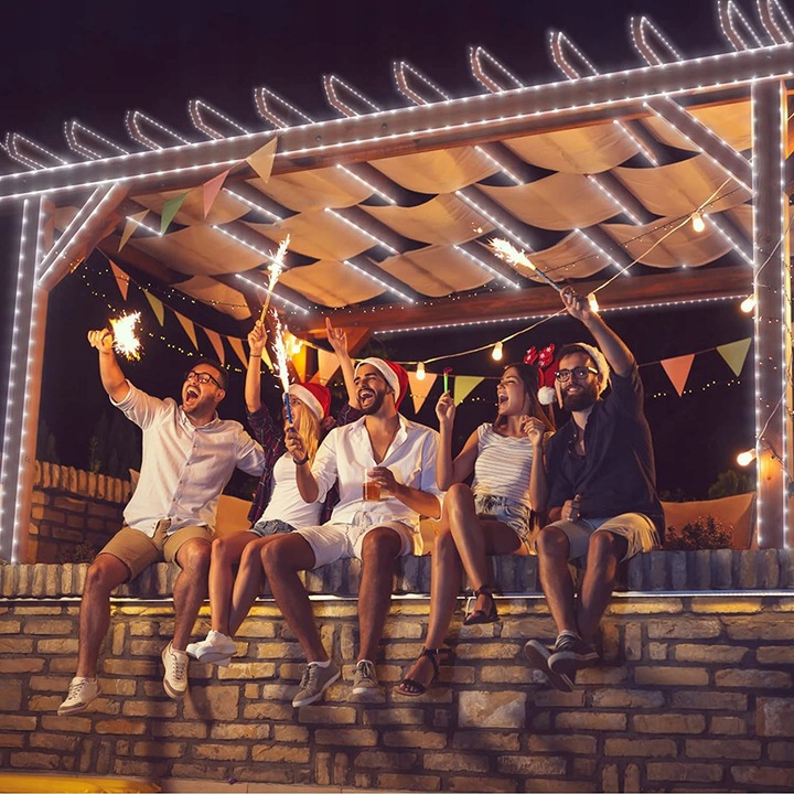 PIĘKNY JASNY WĄŻ ŚWIETLNY Z BROKATEM LED LAMPKI OZDOBNE CHOINKOWE 10M ZEW.