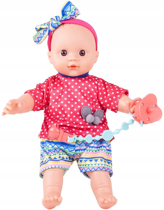 LALKA MIĘKKA INERAKTYWNA BOBAS NIEMOWLAK ZE SMOCZKIEM WYDAJE DŹWIĘKI 31 CM