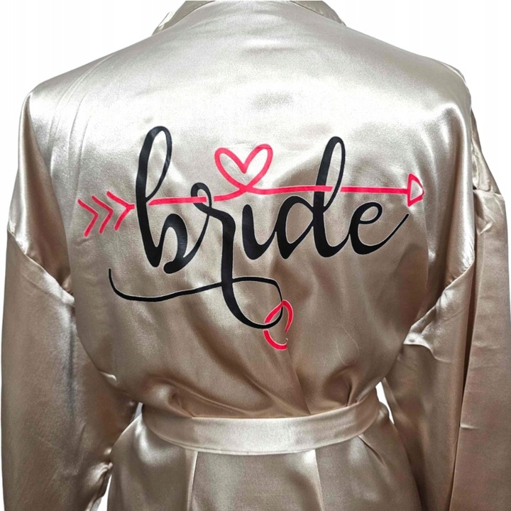 Ekskluzywny Szlafrok Ślubny dla Panny Młodej - ZŁoty/M - Napis Bride