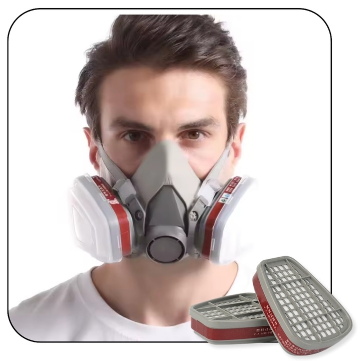 MASKA LAKIERNICZA PÓŁMASKA OCHRONNA PRZECIWPYŁOWA FILTRY + WKŁADY + GOGLE