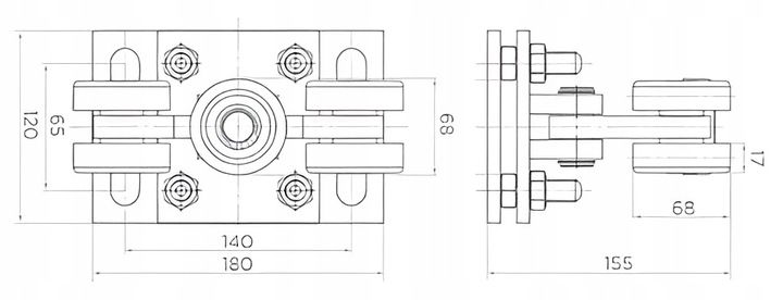 WÓZEK WÓZKI ROLKI DO BRAMY PRZESUWNEJ 80x80 ZESTAW WÓZKÓW BRAMOWYCH WAHLIWE