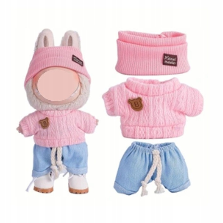 Trzy ręcznie robione zestawy swetrów dla lalek (15-17 cm)