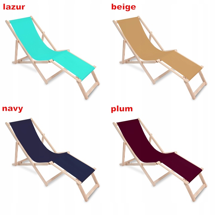 Leżak Drewniany z Podnóżkiem na Balkon Taras Ogród Plażę Nadruk Wzory Mix