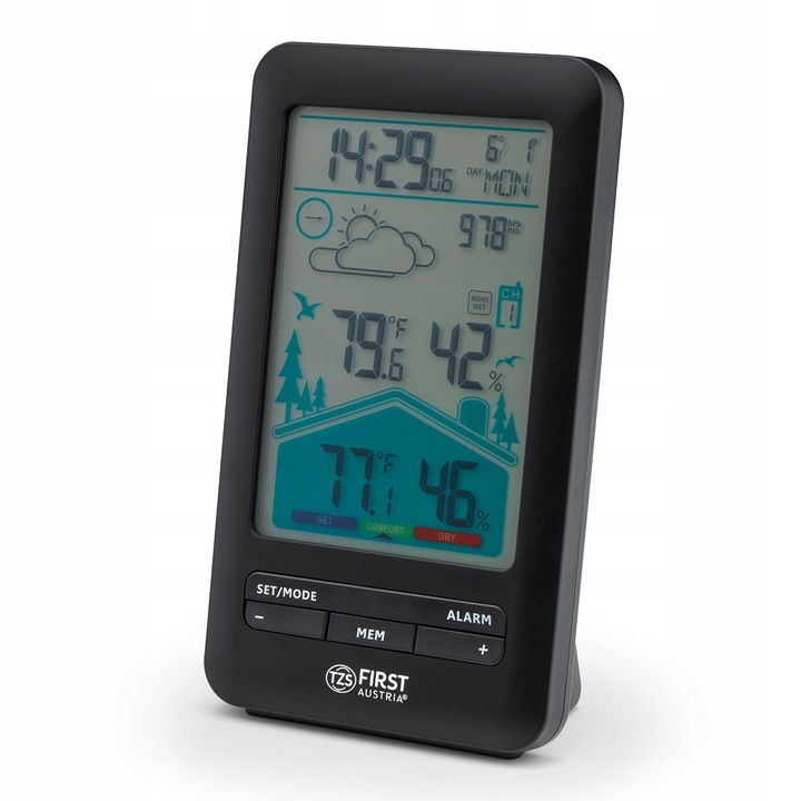 Bezprzewodowa stacja pogody ZEGAR HIGROMETR FIRST AUSTRIA