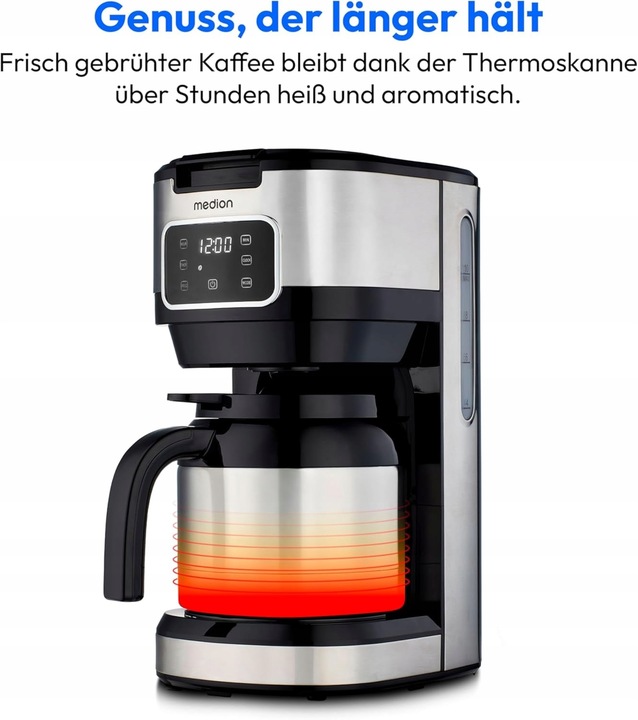 Ekspres przelewowy MEDION 1.25L 900W,Reg.aromatu,do 10 filiżanek,TERMOS