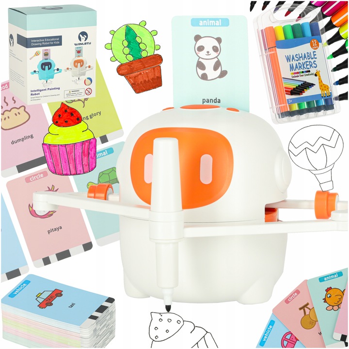 ROBOT RYSUJĄCY EDUKACYJNY FISZKI DO RYSOWANIA NAUKA RYSOWANIA