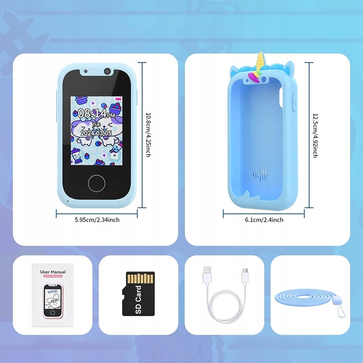 TELEFON DLA DZIECI ZABAWOWY SMARTFON Z APARATEM KAMERĄ I GRAMI MENU 2.4"