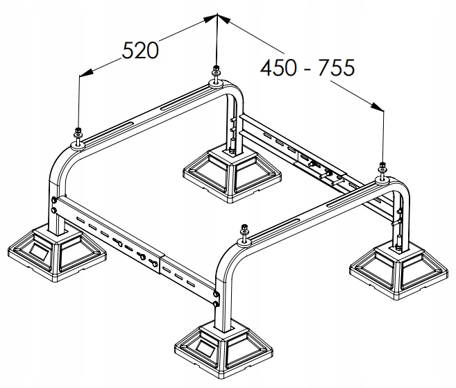 PODSTAWA REGULOWANA POD POMPĘ CIEPŁA 360 kg STOJAK FRAME FOOT FF-755