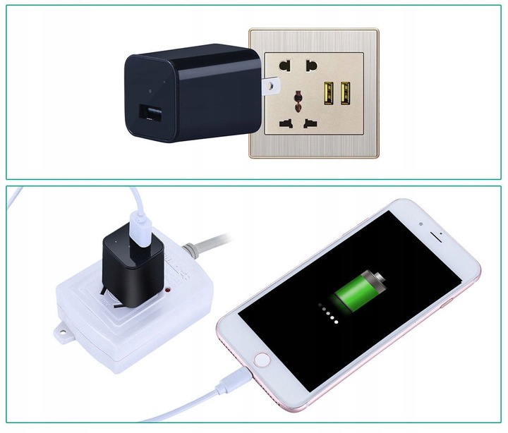 MINI KAMERA SZPIEGOWSKA UKRYTA ŁADOWARKA ZASILACZ