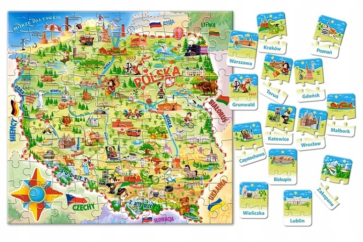 PUZZLE 100 EL + 28 EL - MAPA POLSKI - CASTORLAND