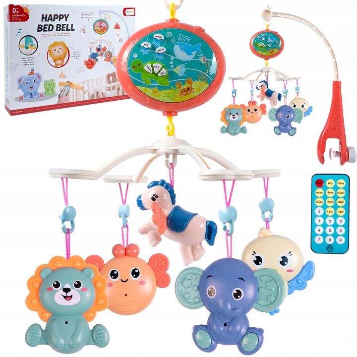 KARUZELA KARUZELKA DO ŁÓŻECZKA PROJEKTOR PILOT GRZECHOTKI 100 MELODII TIMER