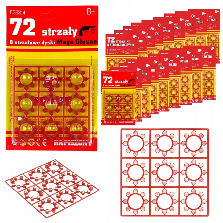 KAPISZONY HUKOWE SPŁONKA 8-strzałowe DO PISTOLETU 1440 STRZAŁY + 72 GRATIS