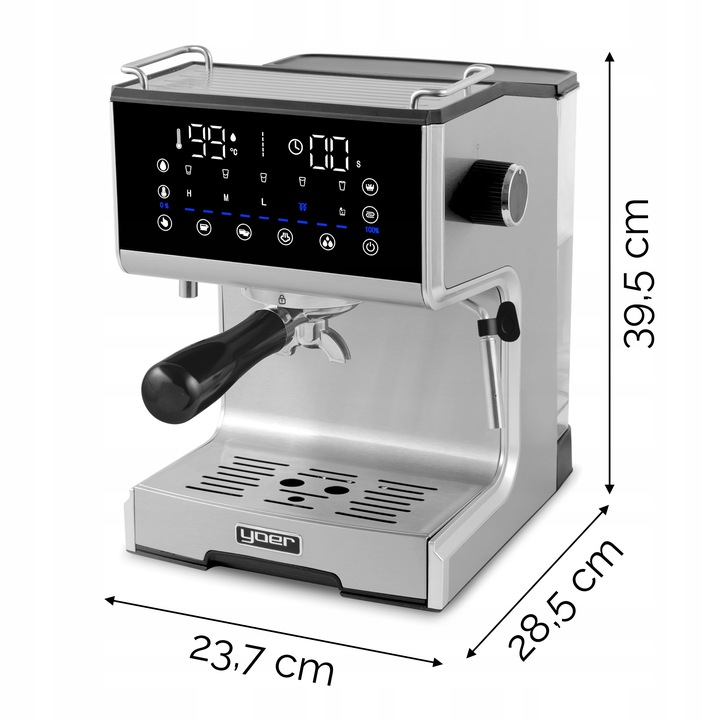 Ekspres ciśnieniowy Kolbowy Yoer 20bar 1350W +Spieniacz mleka +THERMOBLOCK