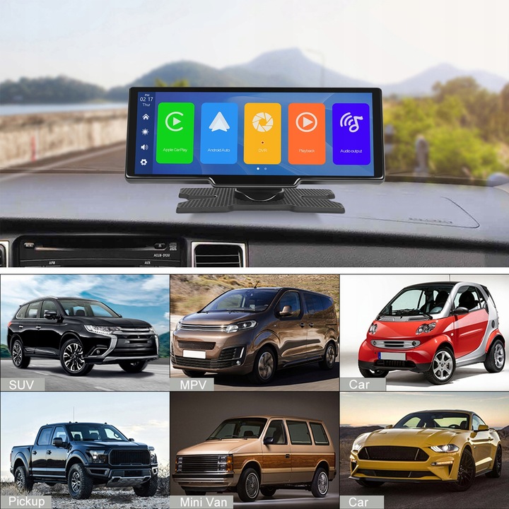 RADIO STACJA MULTIMEDIALNA MONITOR ANDROID AUTO APPLE CARPLAY 2 KAMERY DVR