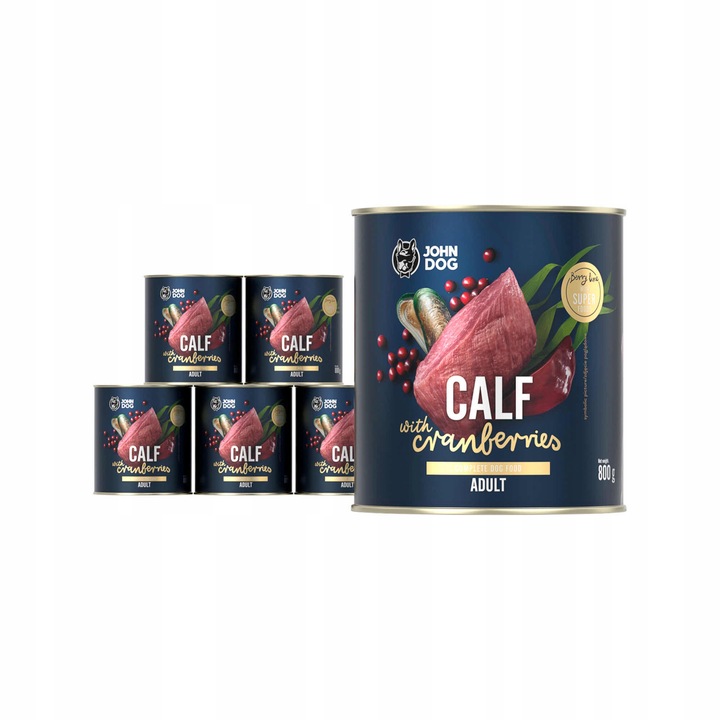 John Dog Berry Line Cielęcina z żurawiną 6x800g