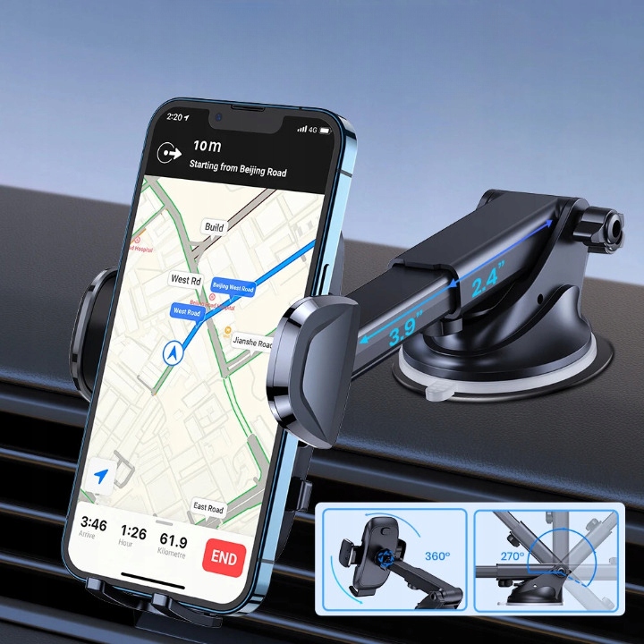Uniwersalny TOPK uchwyt do samochodu na telefon obracany obrotowy o 360°