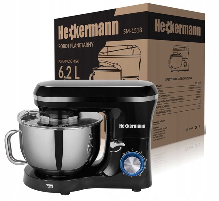 ROBOT KUCHENNY PLANETARNY WIELOFUNKCYJNY MIKSER HECKERMANN 2200W MISA 6,2l