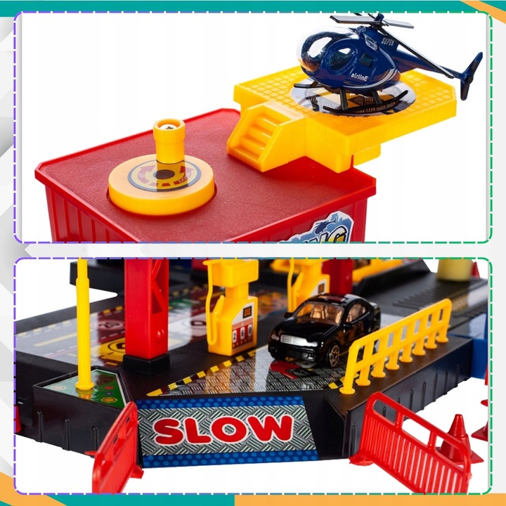 DUŻY PARKING GARAŻ PIĘTROWY AUTA HELIKOPTER TOR SAMOCHODOWY WINDA