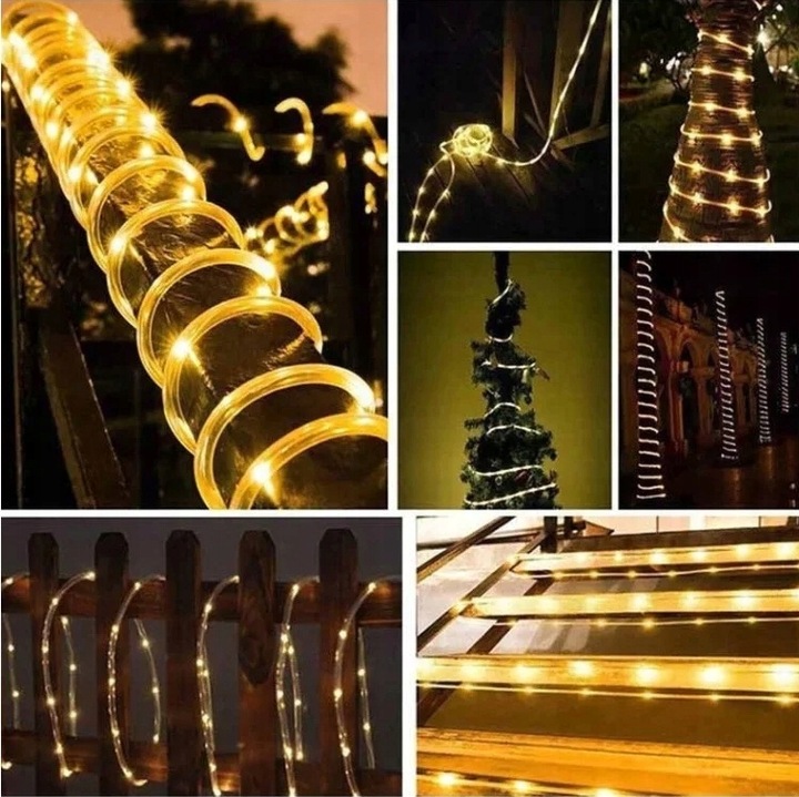 WĄŻ ŚWIETLNY ZEWNĘTRZNY 240 LED LAMPKI CHOINKOWE IP44 10m BIAŁE CIEPŁE