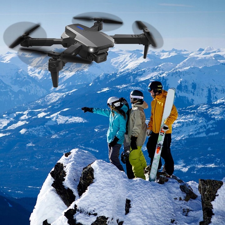 DRON E88 2x KAMERA 4K ZAWIS 200M UNIKANIE PRZESZKÓD WIFI+WALIZKA PILOT ETUI