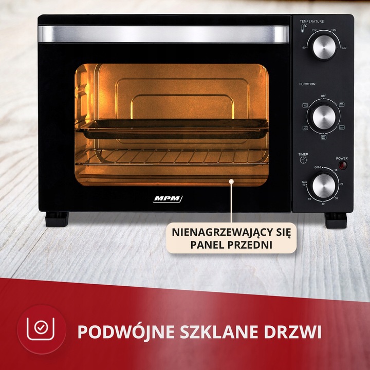 Piekarnik mini elektryczny mocny z termoobiegiem 28 l MPM MPE-15/T