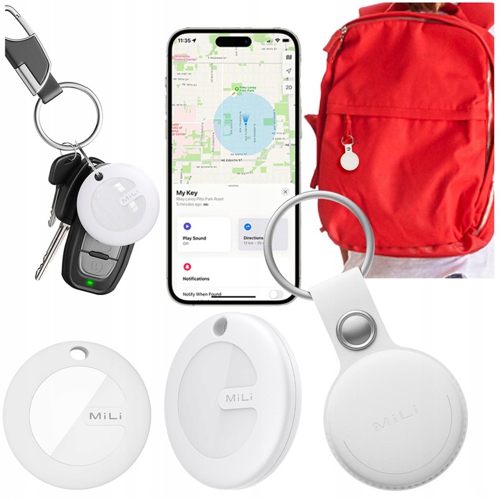 Lokalizator GPS MiTag MiLi do iOS + Etui Brelok do plecaka kluczy dla psa