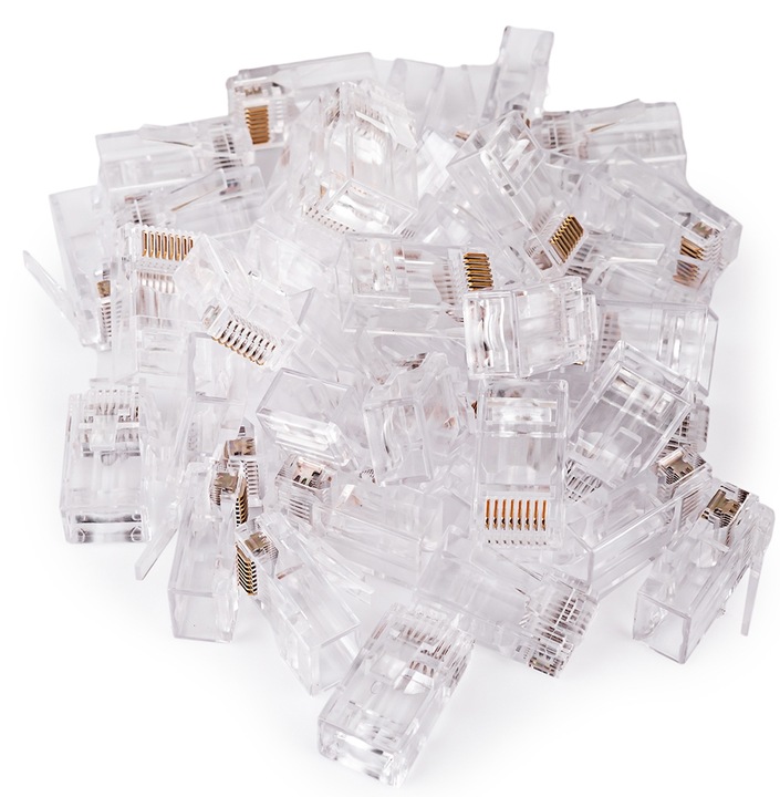 Zaciskarka Wtyków Skrętki Kabli RJ45 + Złącza 25x Wtyk RJ-45 do Zaciskania