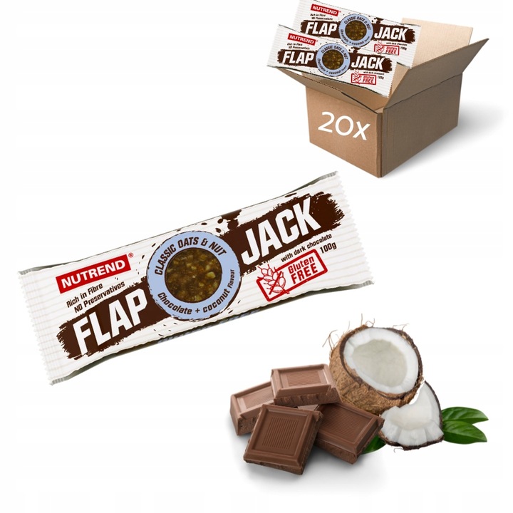 20 x BATON ENERGETYCZNY NUTREND FLAPJACK 100G CZEKOLADA WIŚNIA BEZGLUTENOWY