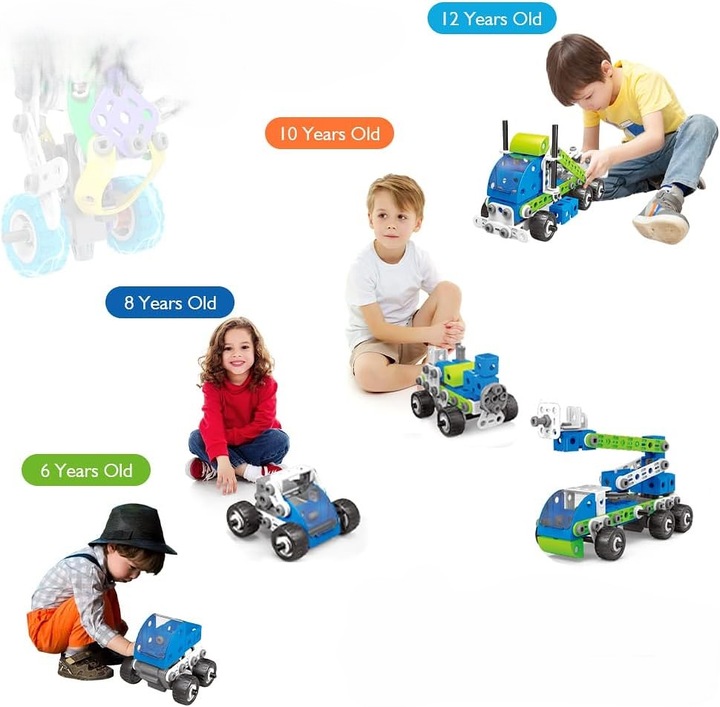 KLOCKI KONSTRUKCYJNE EDUKACYJNE CIĘŻARÓWKA SAMOLOT POJAZDY BUDOWLANE 18w1