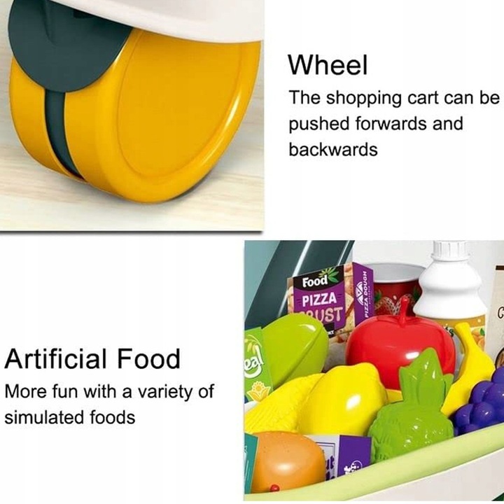 Wózek Sklepowy Dla Dzieci KOSZYK Zakupowy Supermarket KASA AKCESORIA MATADI