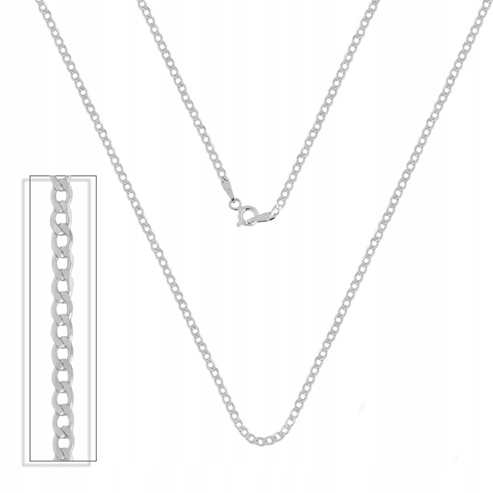 Klasyczny Srebrny Łańcuszek Pancerka Srebro 925 Naszyjnik 45 cm x 2 mm