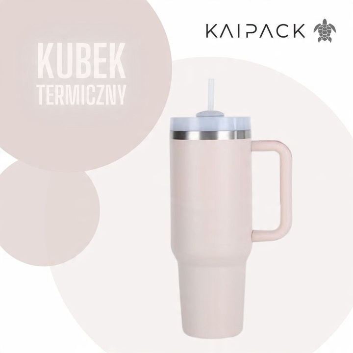 KUBEK TERMICZNY ZE SŁOMKĄ 1200ML KUBEK TERMICZNY ZE SŁOMKĄ PUDROWY RÓŻ