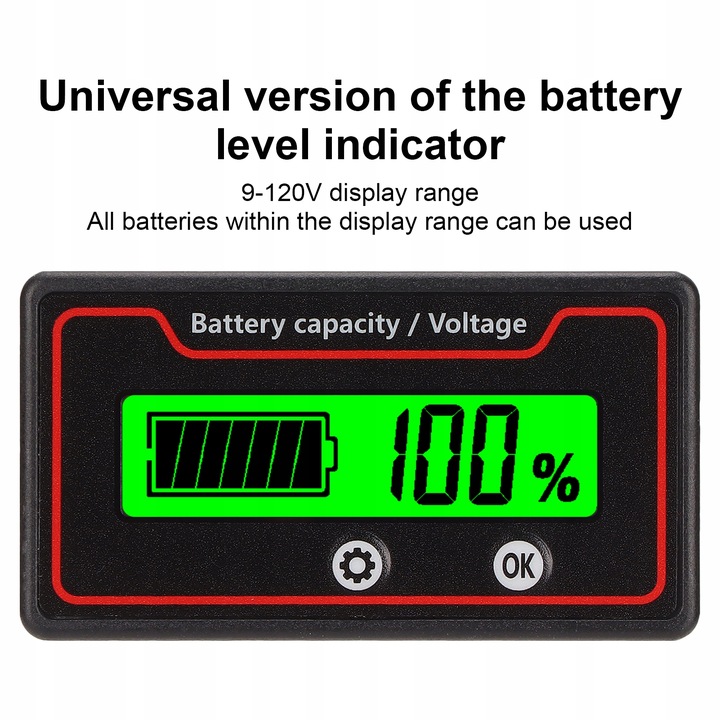 WSKAŹNIK NAŁADOWANIA AKUMULATORA 12-84 V LCD