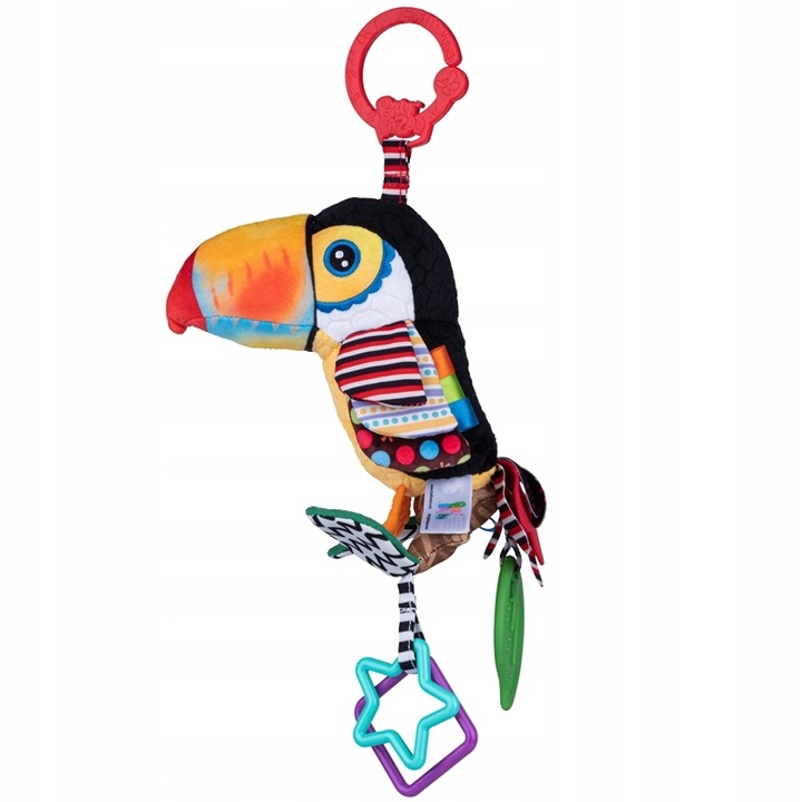 Zawieszka do wózka sensoryczna kontrastowa grzechotka dla niemowląt Tukan