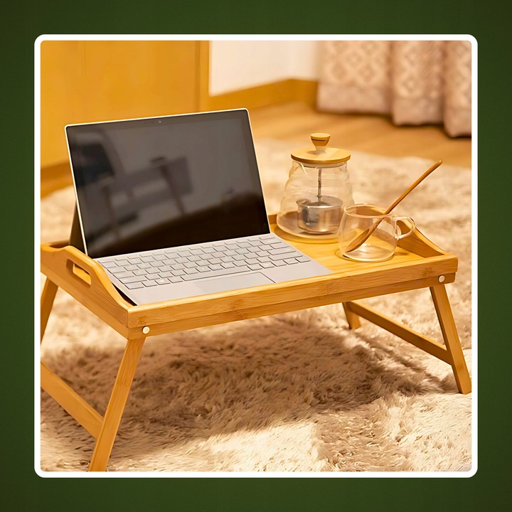 STOLIK ŚNIADANIOWY POD LAPTOPA DO ŁÓŻKA DREWNIANY SKŁADANY NA PREZENT TACA