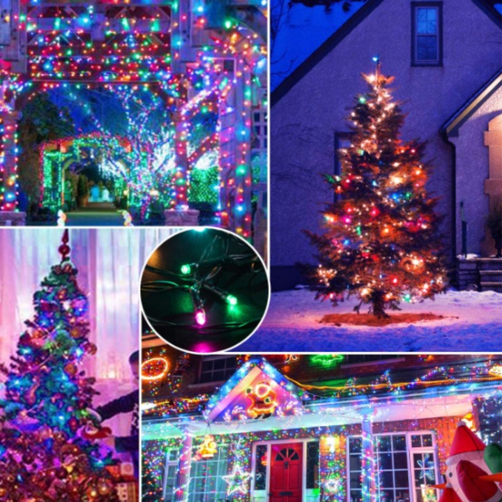 LAMPKI CHOINKOWE 1000 LED ZEWNĘTRZNE STAŁE FLASH GRUBY KABEL KURTYNA MULTI