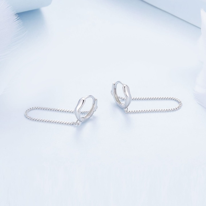 K481 Srebrne koła z łańcuszkami zatrzaski srebro 925