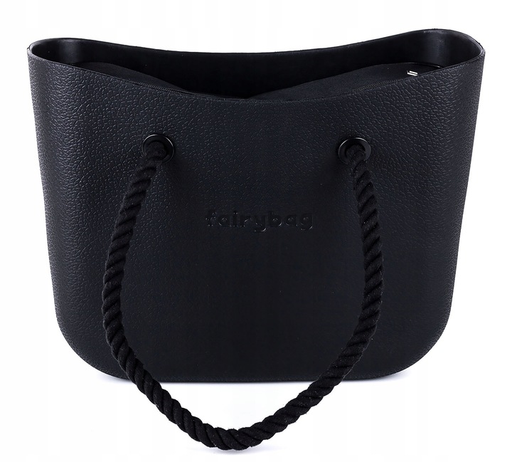TOREBKA DAMSKA TORBA NA RAMIĘ GUMOWA JELLYBAG 2 ZESTAWY RĄCZEK CZARNA