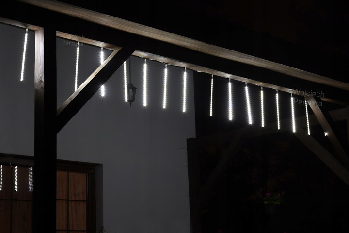 SOPLE METEORY BIAŁE ZIMNE LED LAMPKI PADAJĄCY ŚNIEG 30cm BIAŁY ZIMNY