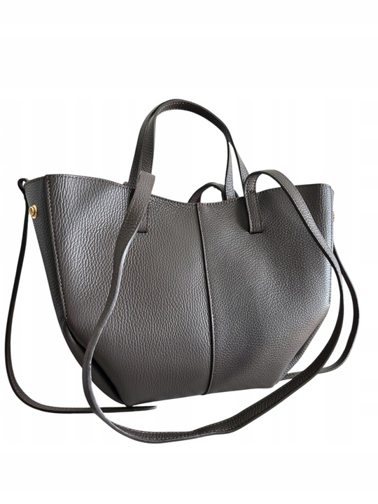 Torebka damska VERA PELLE SHOPPERKA na ramię i do ręki SKÓRA BRĄZOWA Midi