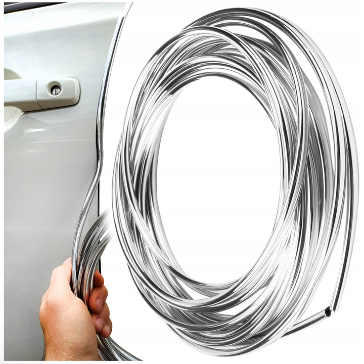 LISTWA OZDOBNA TAŚMA CHROM NA GRILL RANT DRZWI OSŁONA KRAWĘDZI SREBRNA 5 M