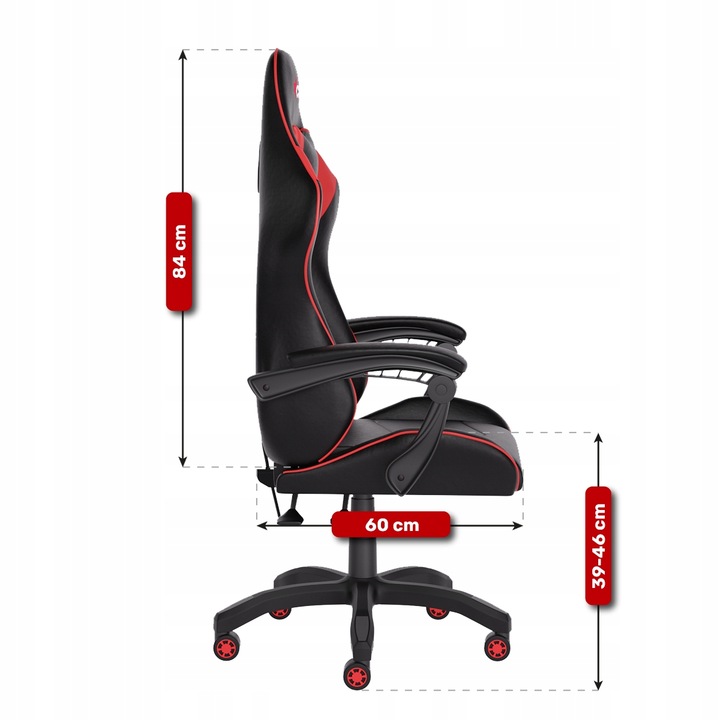 FOTEL GAMINGOWY CYBER CHAIRS X-LOGIC RED - BIUROWY
