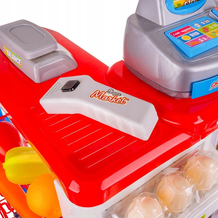 Supermarket Sklep Kasa dla Dzieci Stragan + Wózek Koszyk z Akcesoria Duży