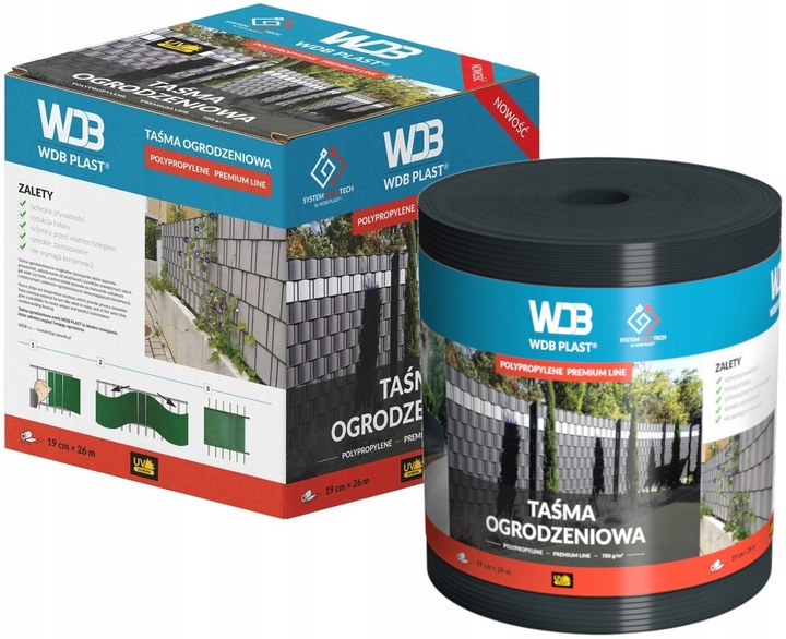 TAŚMA OGRODZENIOWA PREMIUM ANTRACYTOWA 19cmx26m OSŁONA OGRODZENIE PANELOWE